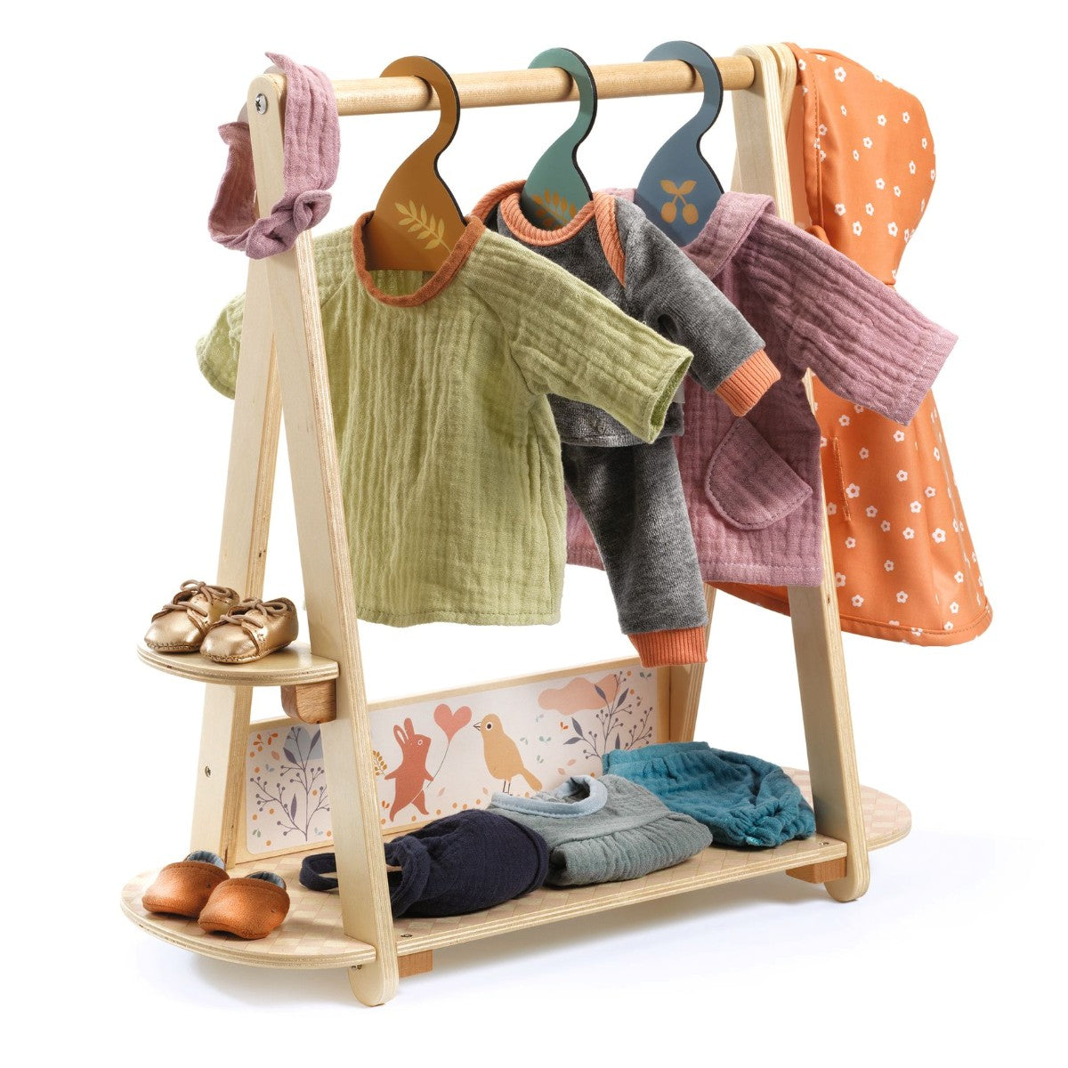 Djeco Pomea, Stort dukke garderobe stativ med bøjler DJ07782