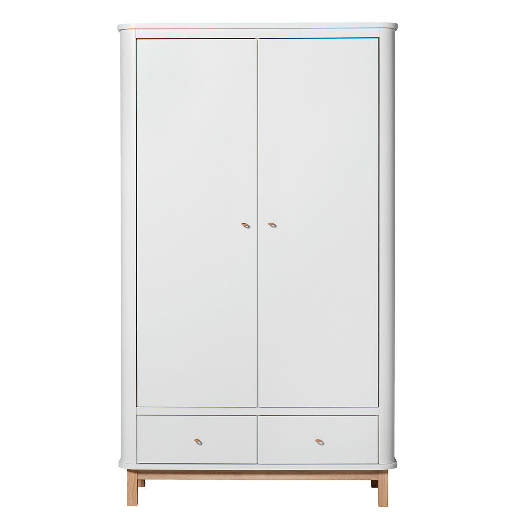 Oliver Furniture Wood Wardrobe with 2 Doors, White/Oak – 204 cm High