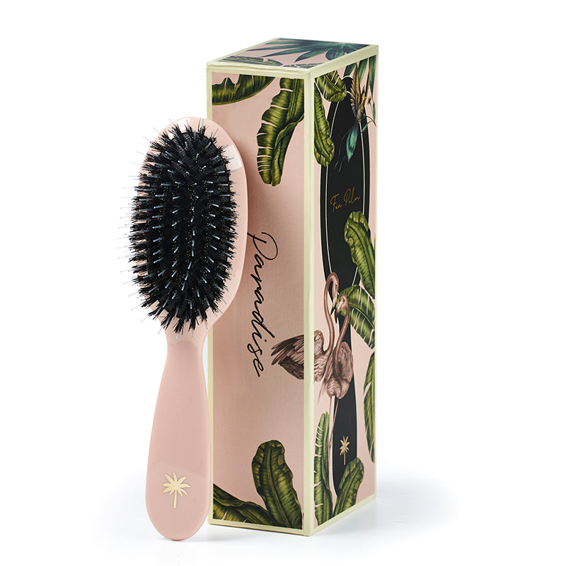 Fan Palm Hairbrush, Paradise, Small - Rose Glitter