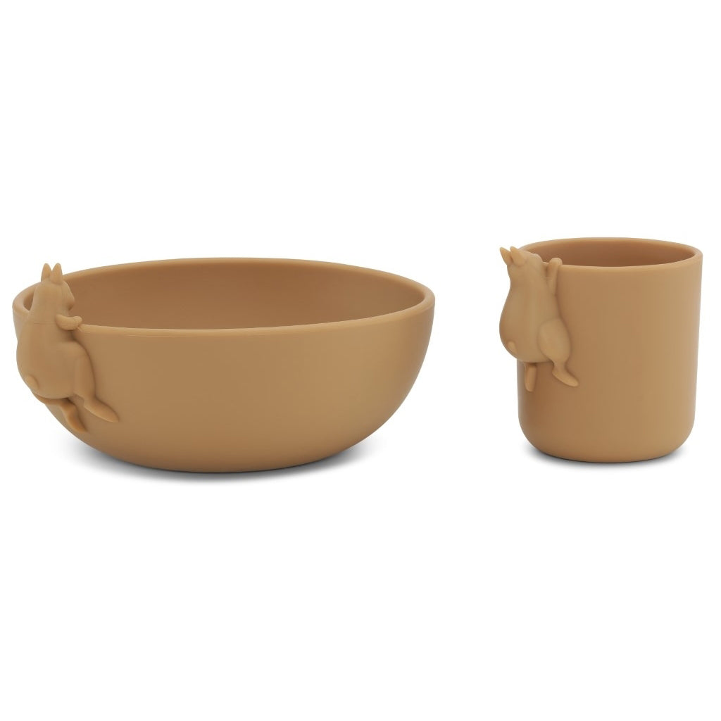 Konges Sløjd Bunny Bowl and Cup Set, Silicone - Almond