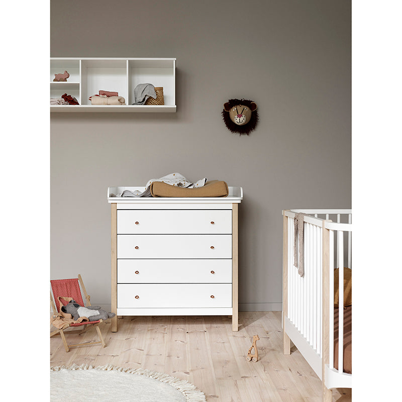 Oliver Furniture Wood Changing Table Top for Wood Dresser with 4 Drawers