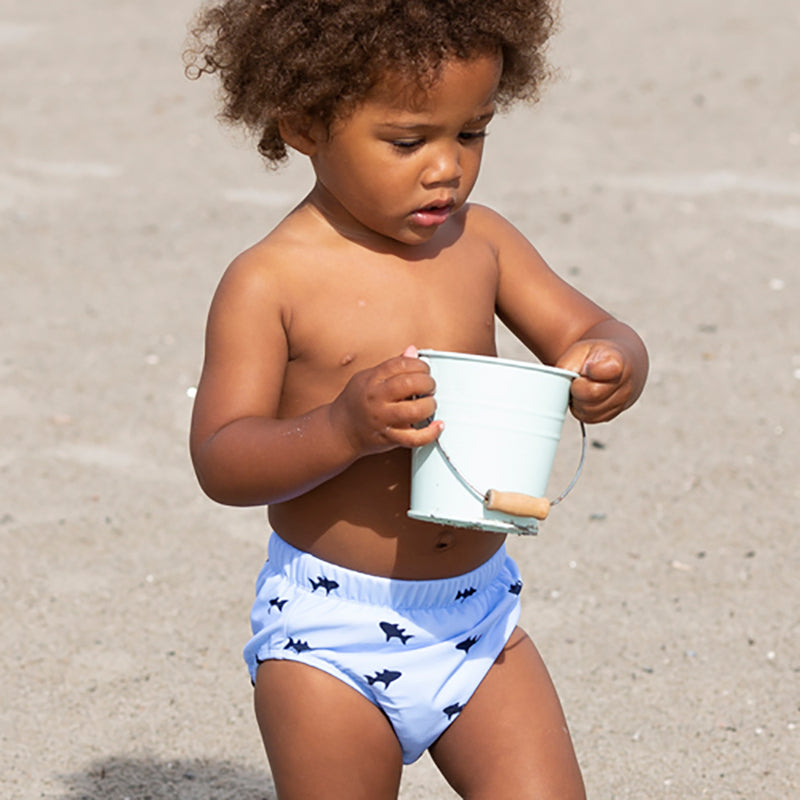 Petit Crabe UV Swim Diaper Pants, Leo Blue Fish - Ages 0-3 Years