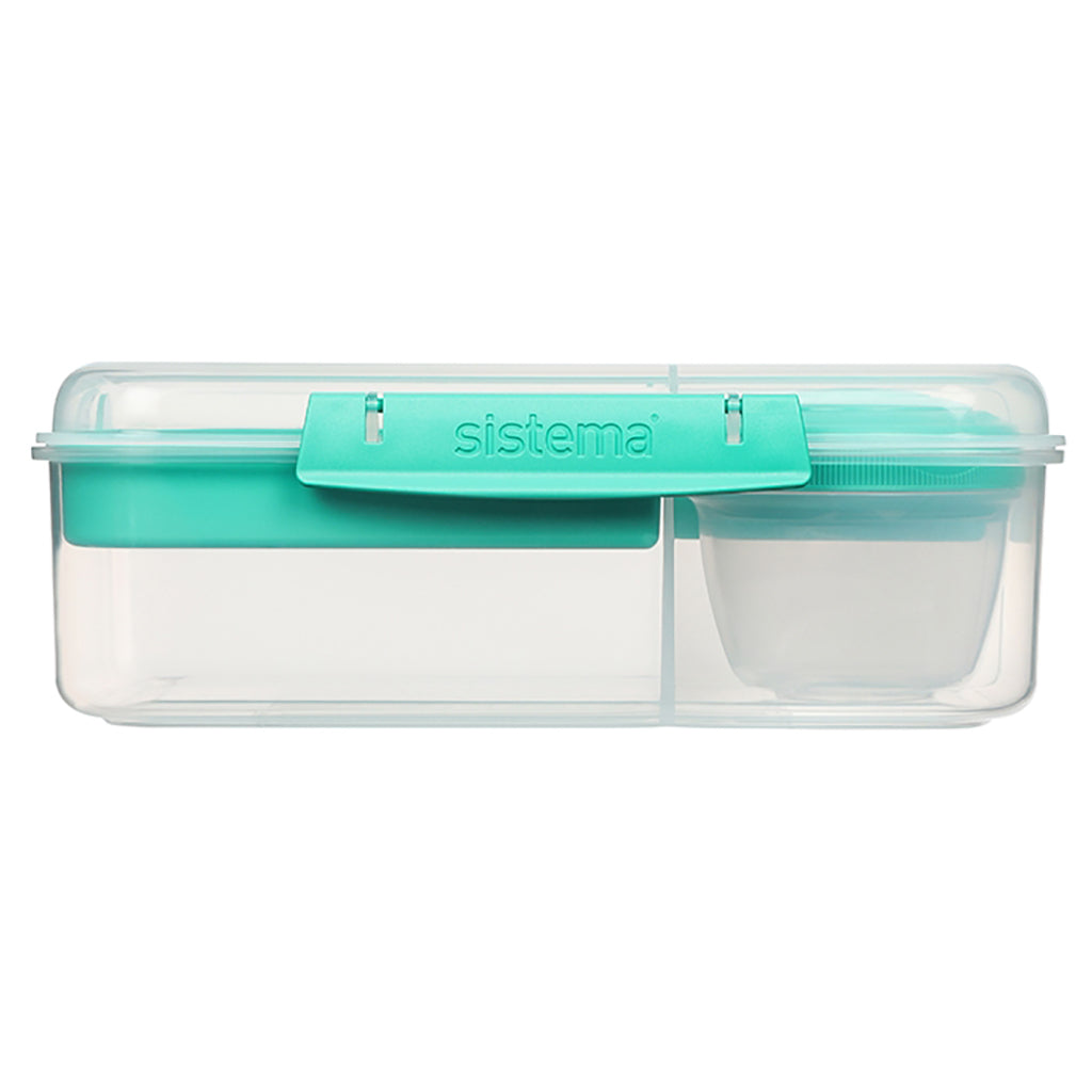 Sistema Bento Lunch Box with 3 Compartments and Yogurt Container, 1.65L - Minty Teal