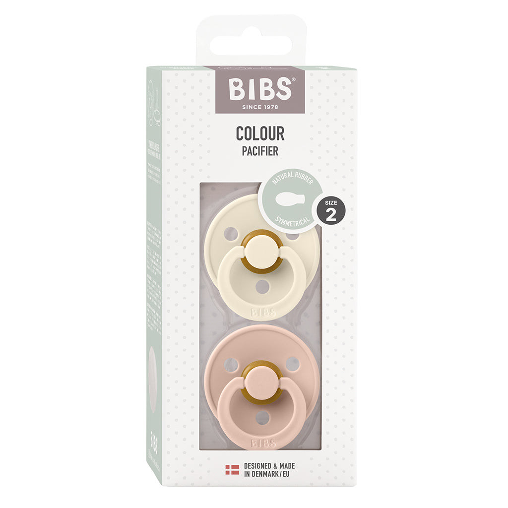 Bibs 2-Pack, Natural Rubber Pacifiers, Size 2 - Ivory/Blush