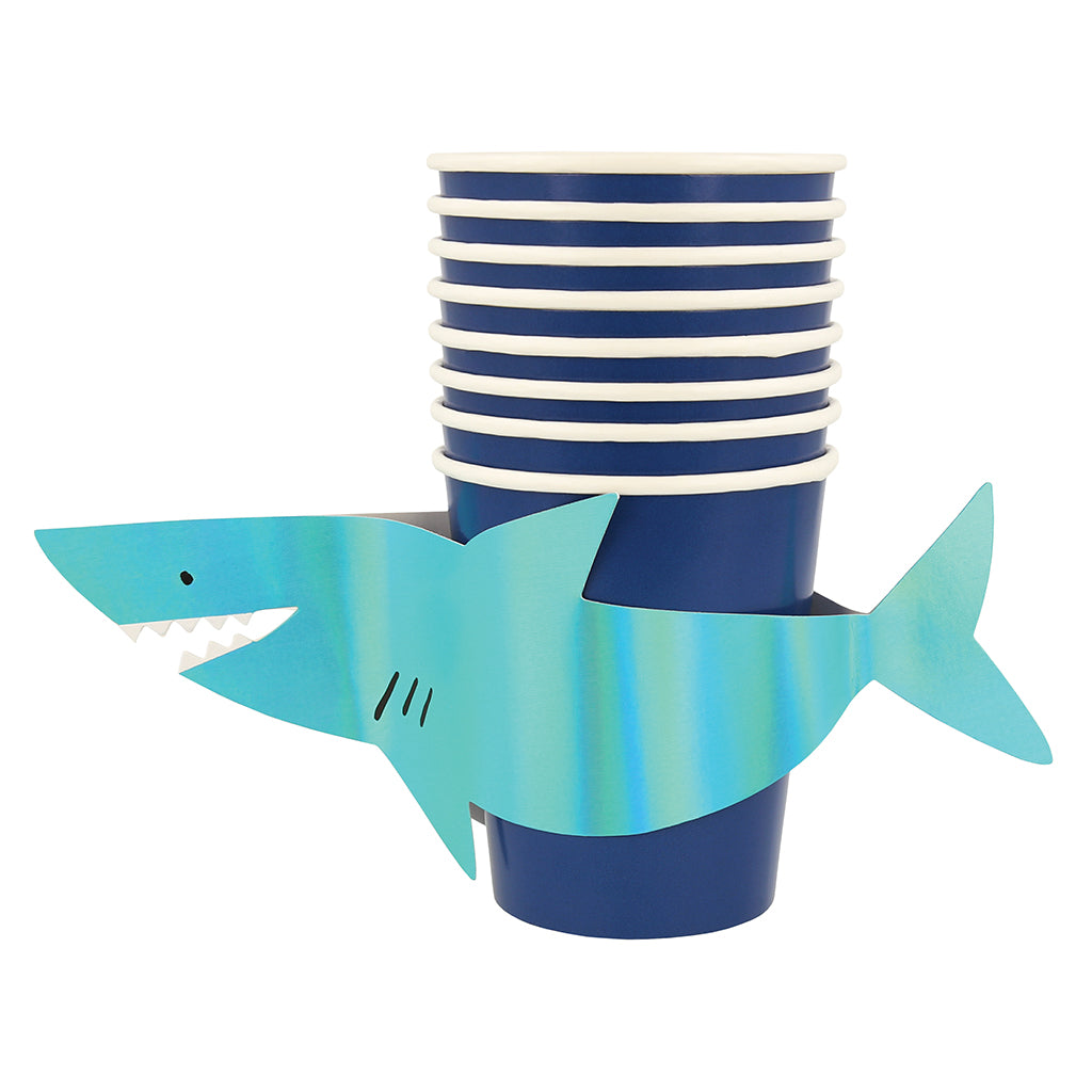 Meri Meri Paper Cups, Shark - Pack of 8