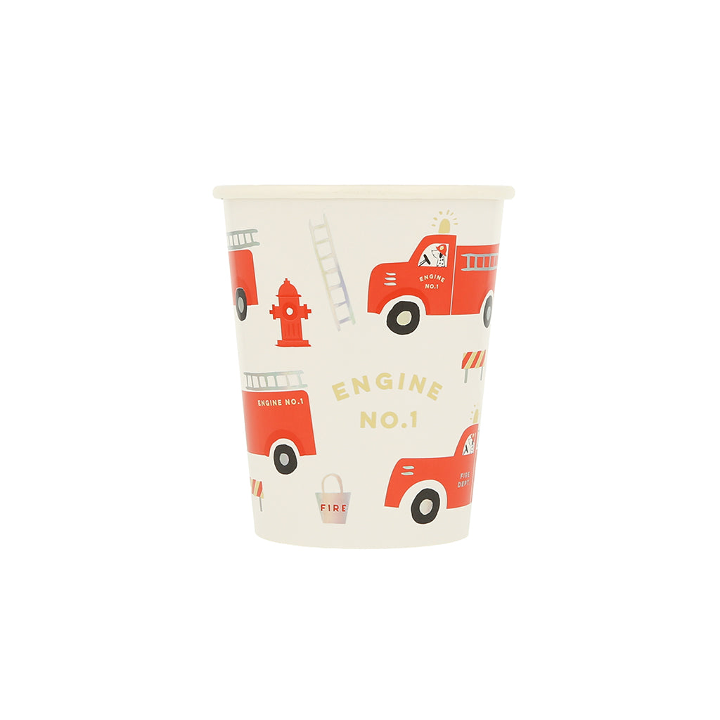 Meri Meri Paper Cups, Fire Truck - Set of 8