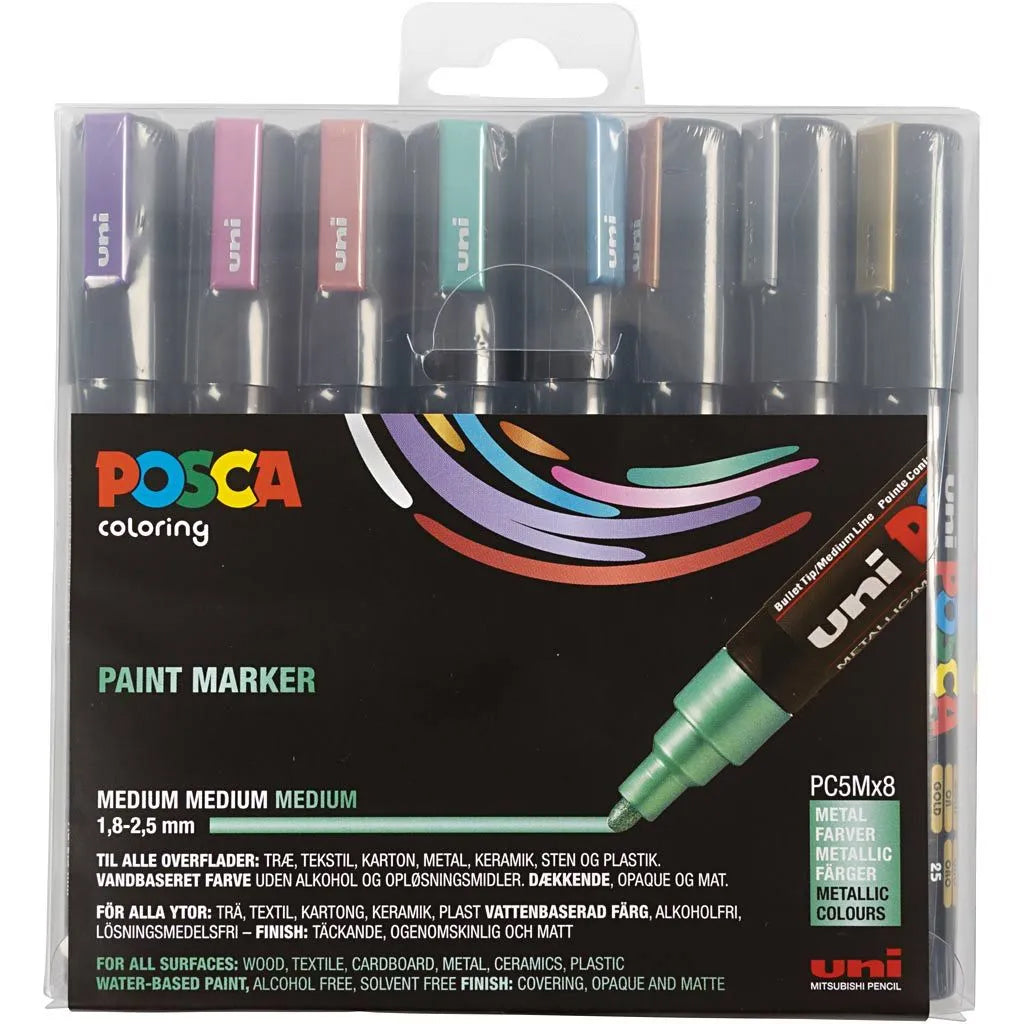 Posca Markers, 2.5 mm Tip - Set of 8 Metallic