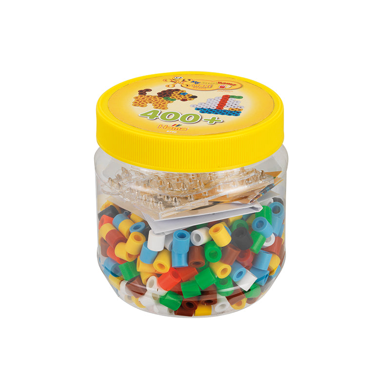 Hama Maxi Beads and Bead Plate in Tub, Yellow - 400 Beads