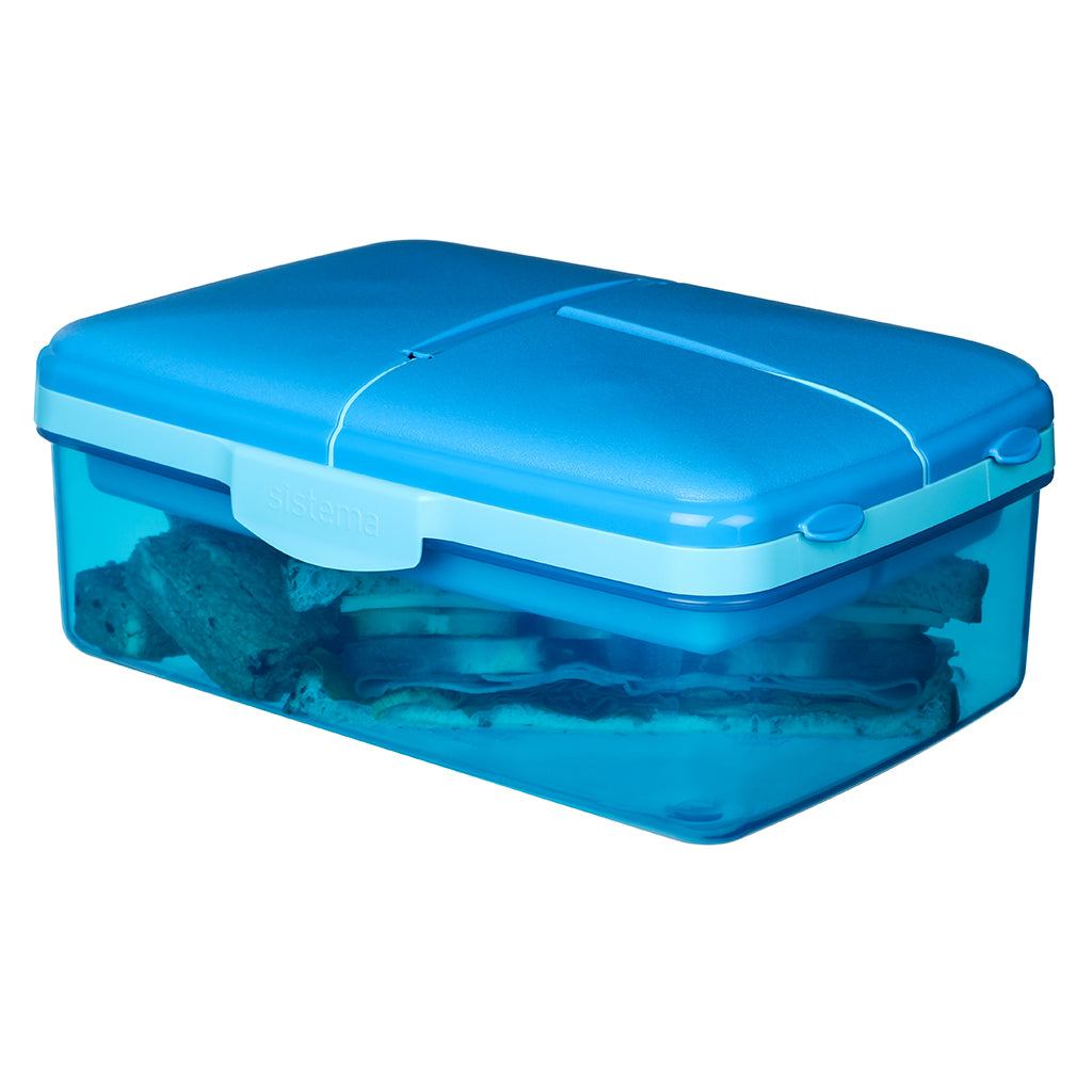 Sistema Lunchbox and Water Bottle Set, Slimline Quaddie 1.5 L - Blue