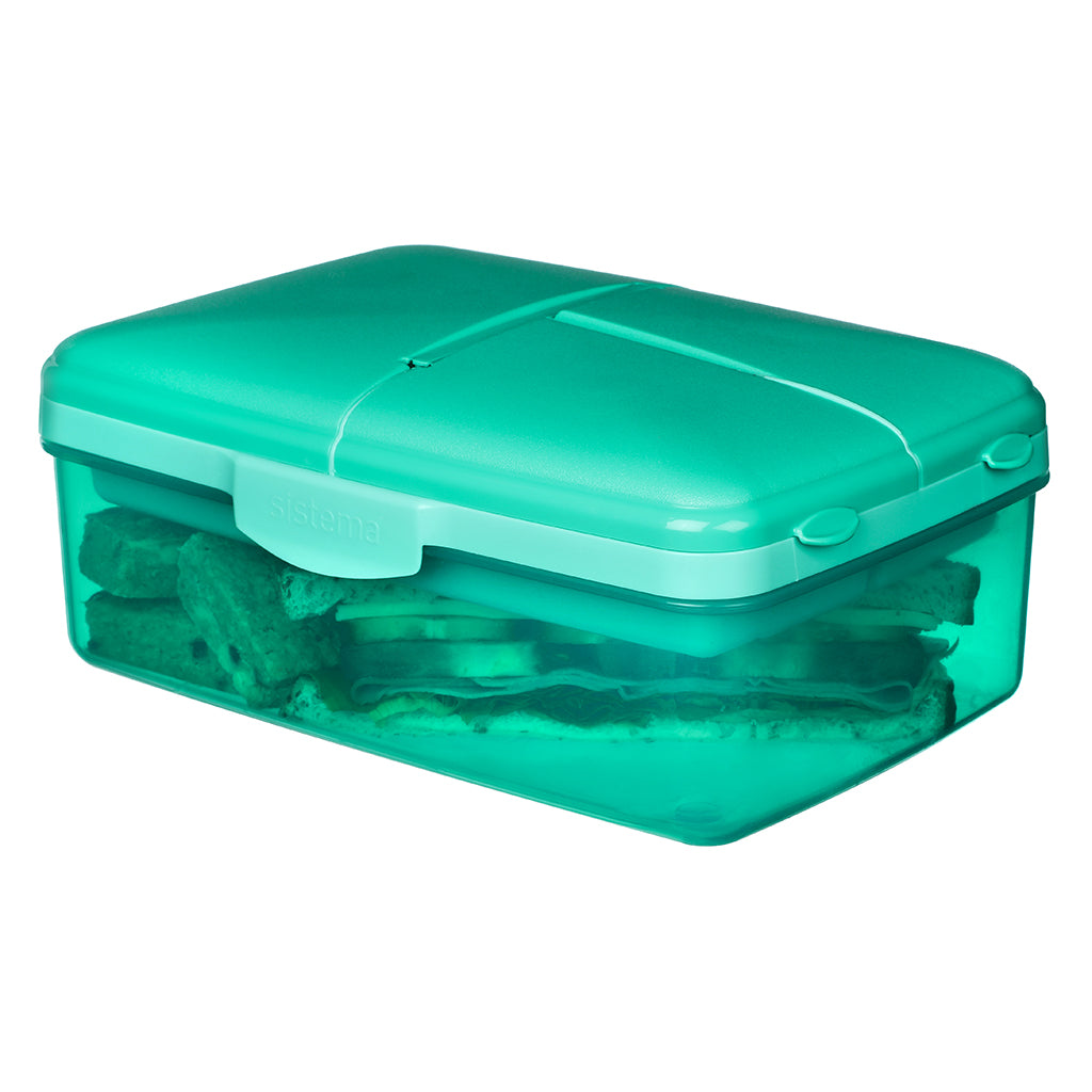 Sistema Lunch Box and Drink Bottle, Slimline Quaddie 1.5 L - Teal