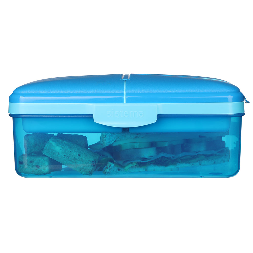 Sistema Lunchbox and Water Bottle Set, Slimline Quaddie 1.5 L - Blue