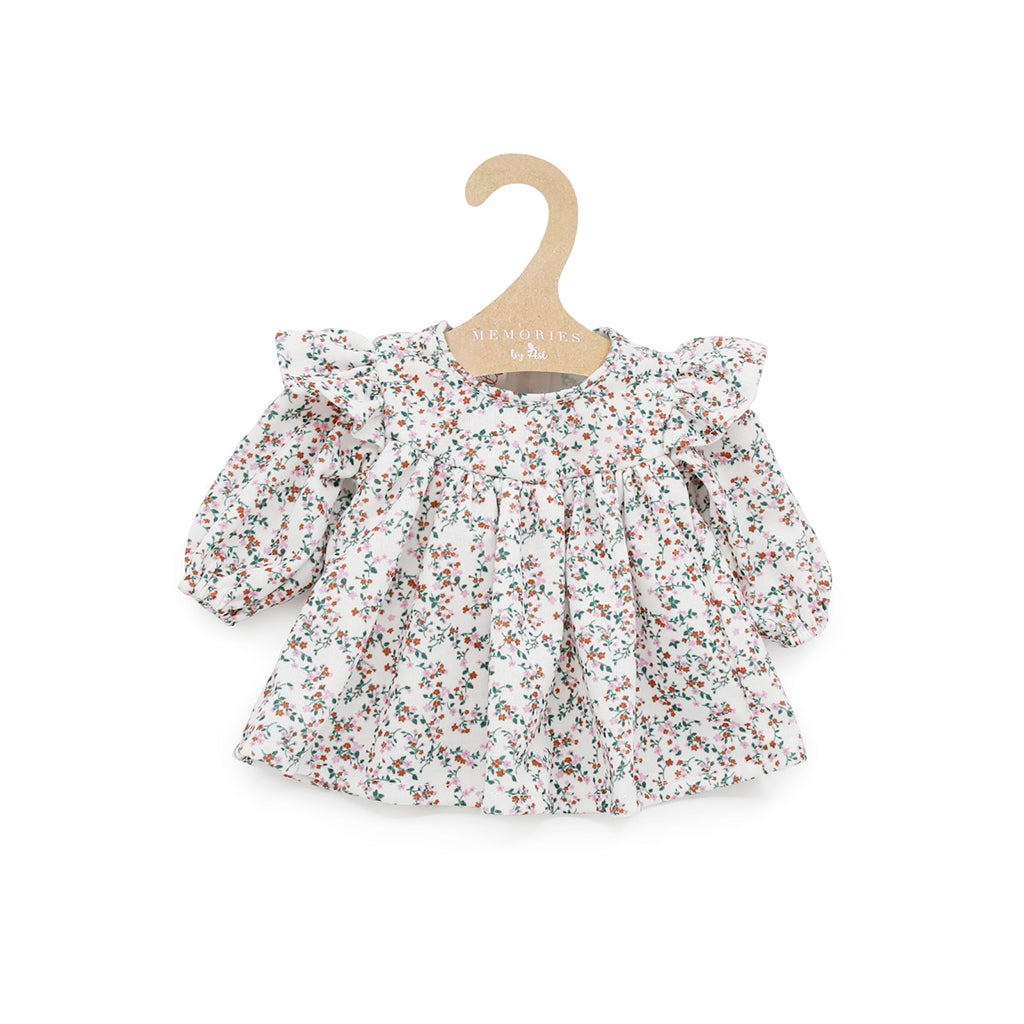 Así outfit for Leonora baby doll, size 46 cm – Short ruffled tunic in floral print