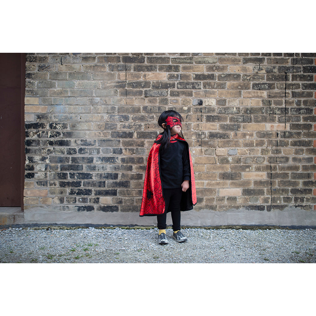 Great Pretenders Costume, Reversible Cape and Mask, Spiderman/Batman - Size 4-6 Years