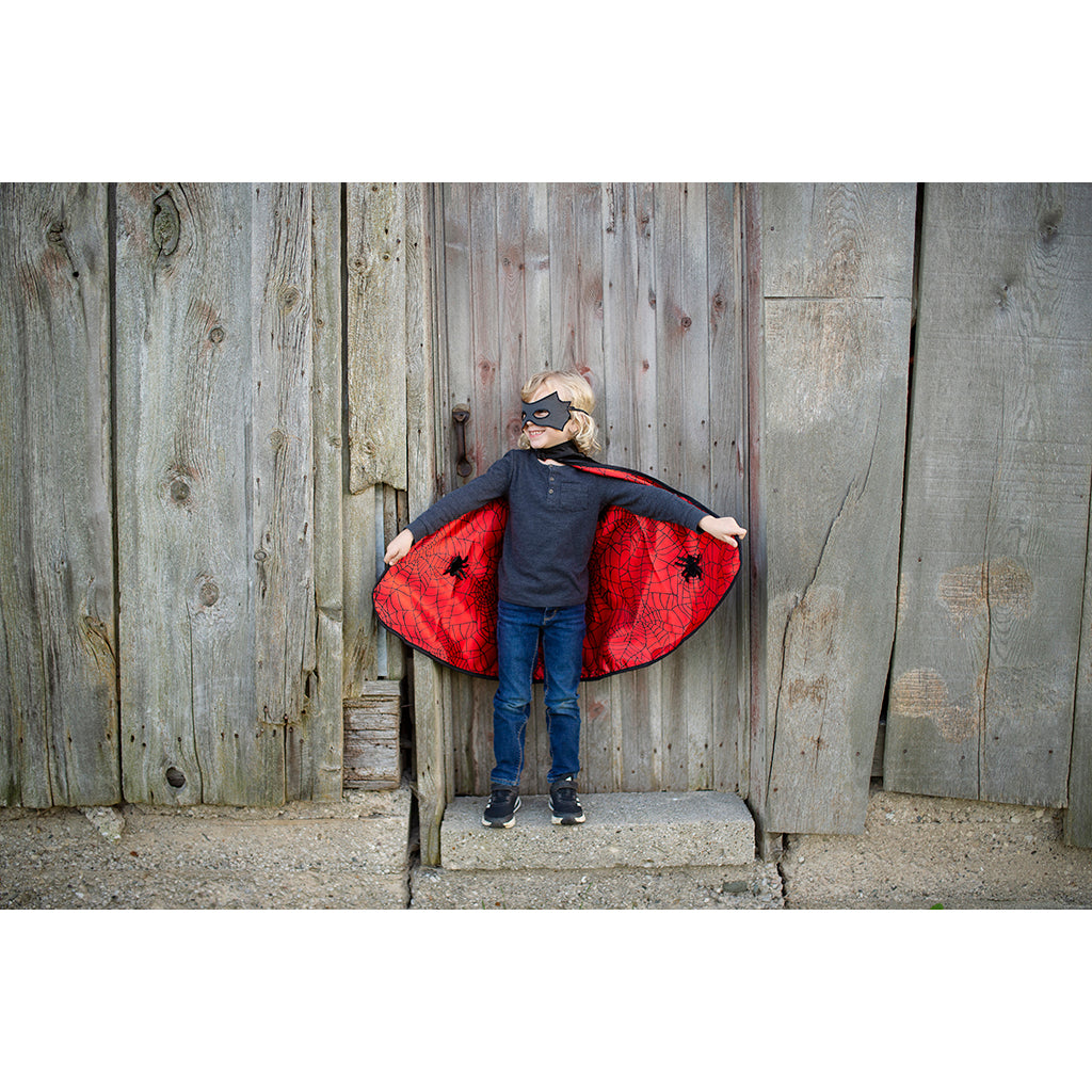 Great Pretenders Costume, Reversible Cape and Mask, Spiderman/Batman - Size 4-6 Years