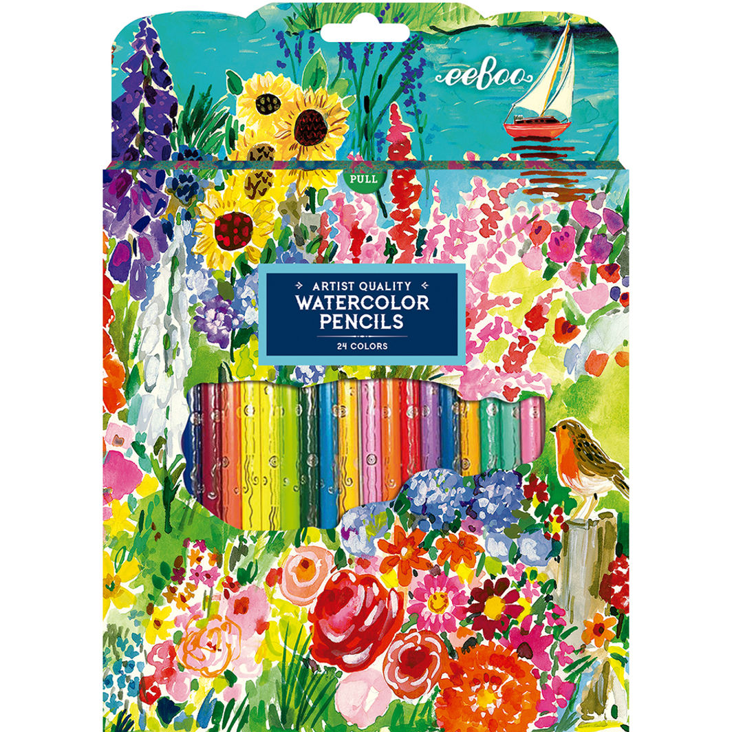eeBoo 24 Watercolor Pencils, Seaside Garden