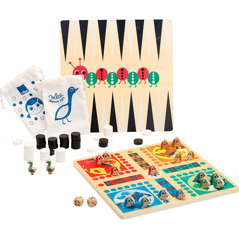 Vilac spil i træ, æske med 4 spil