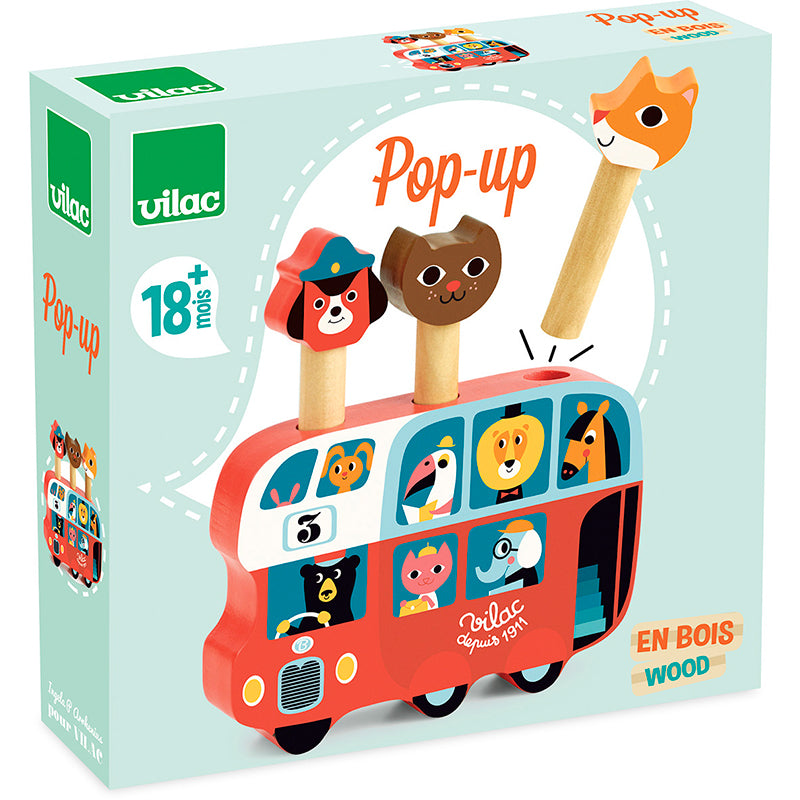 Vilac Wooden Pop-Up Bus - Featuring Animals