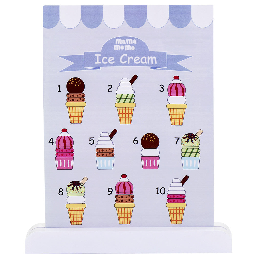 Mamamemo Wooden Ice Cream Stand, 16 Pieces