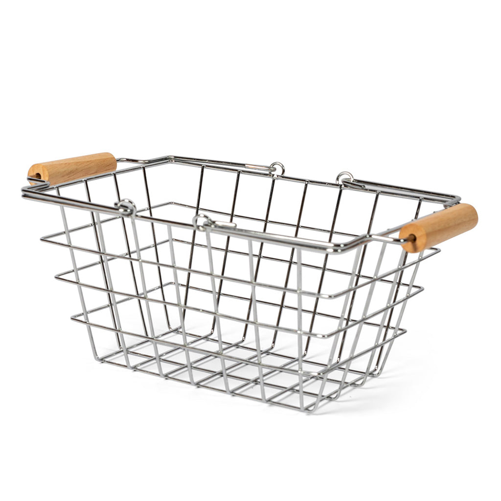 Mamamemo Shopping Basket – Metal with Wooden Handle