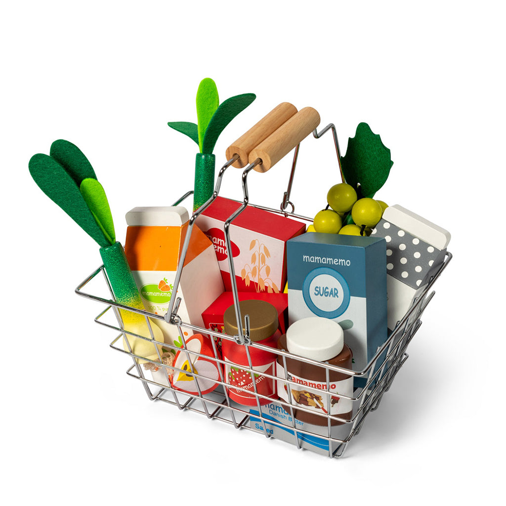 Mamamemo Shopping Basket – Metal with Wooden Handle