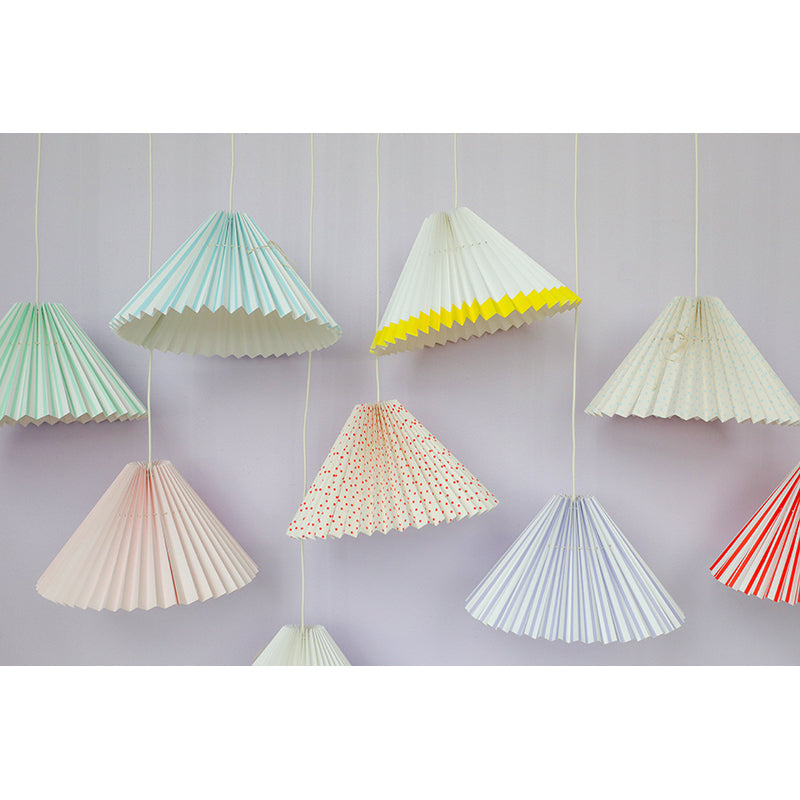 Pink Rose Ceiling Lamp with Folded Paper Shade - 32 cm - Beige with Light Pink Dots