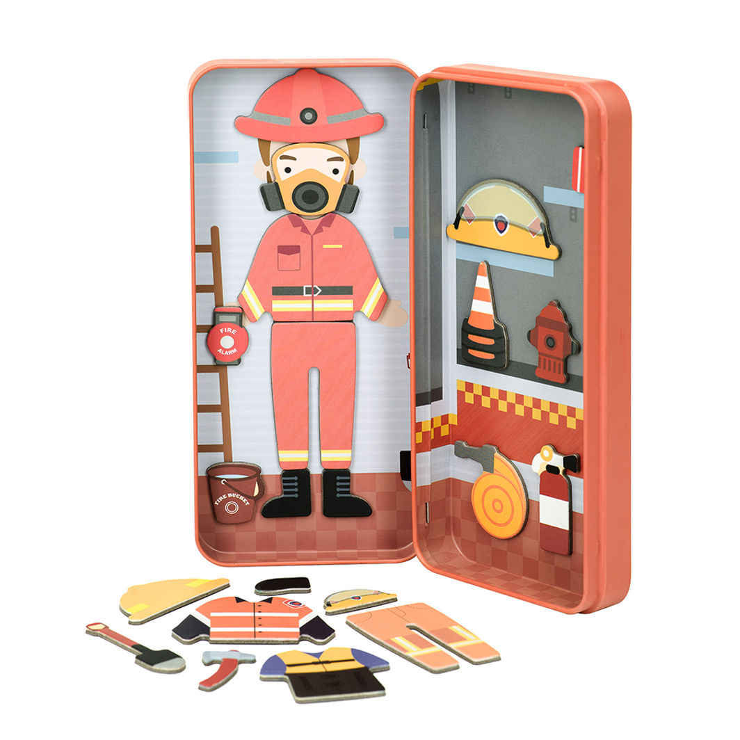 mierEdu Magnetic Travel Set: Dress-Up Figures - Firefighter