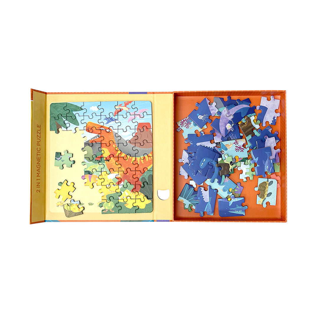 mierEdu, Magnetic Puzzle 24+48 pcs - Dinosaurs