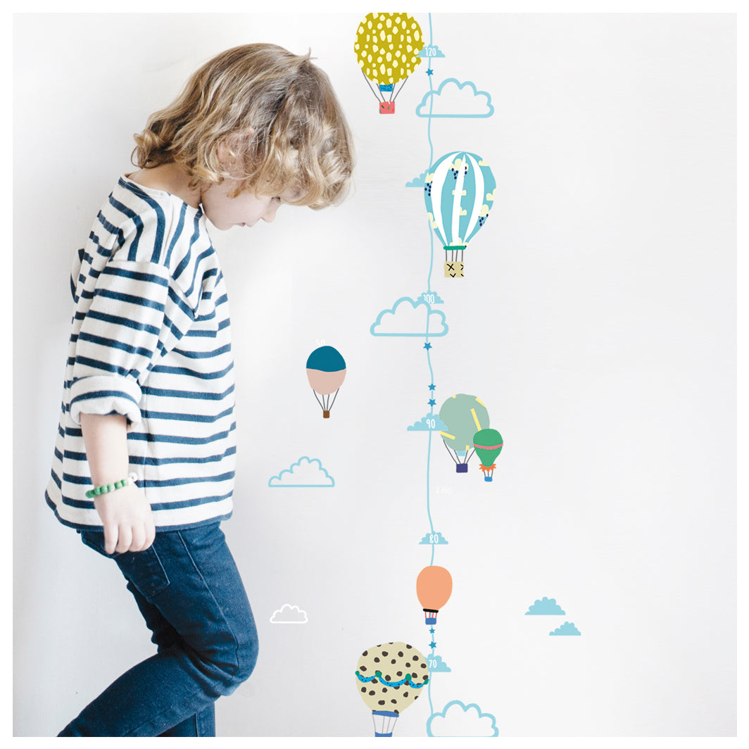 Mimi Lou Wall Sticker, Height Chart - Hot Air Balloons