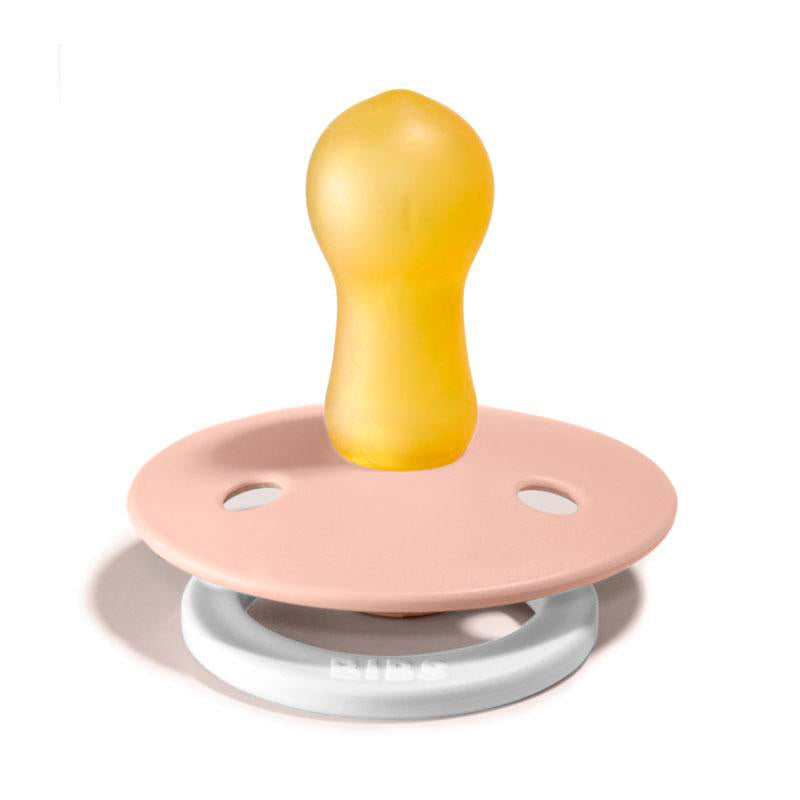 Bibs 2-Pack Natural Rubber Pacifiers, Size 2, Blush Night/Vanilla Night - Glow in the Dark