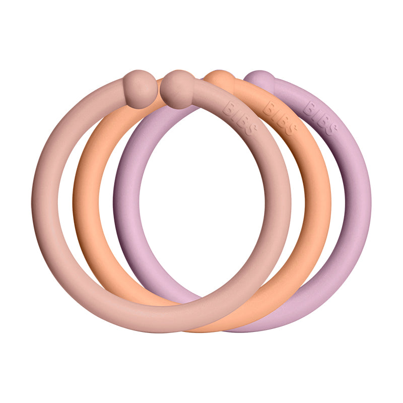 Bibs Loops, Set of 12 Multi-Colored Rings - Blush/Peach/Dusky Lilac
