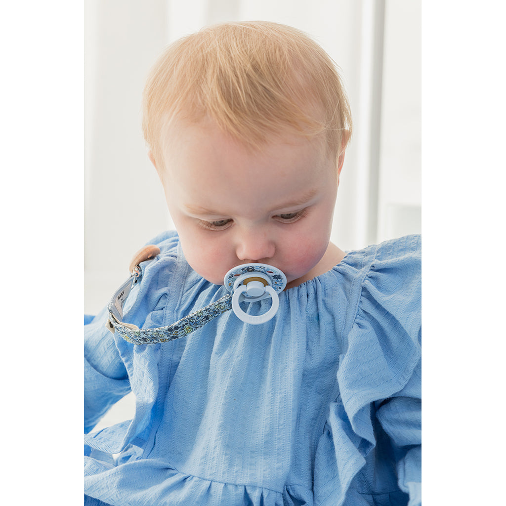 Bibs Liberty, 2-Pack Color, Natural Rubber Pacifiers, Size 2 - Chamomile Lawn - Baby Blue Mix
