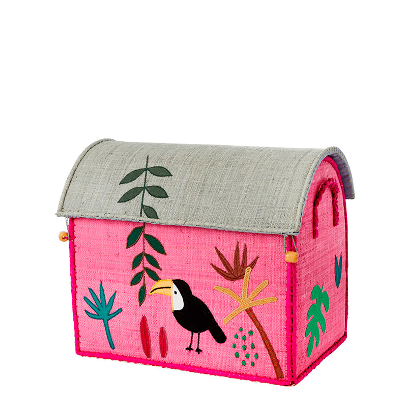 RICE Basket House for Storage, Jungle - Pink