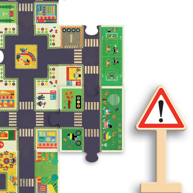 Djeco gulvpuslespil m kørebane til biler