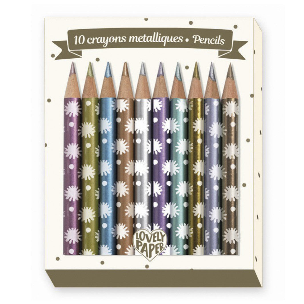 Djeco Lovely paper, minifarveblyanter, 10 stk - metalic