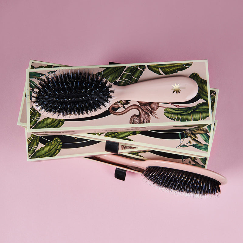 Fan Palm Hairbrush, Blush - Medium Blush Pink Glitter