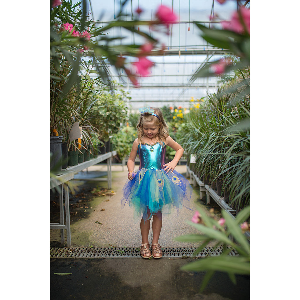 Great Pretenders Costume, Peacock Dress and Headband - Size 4-6 Years