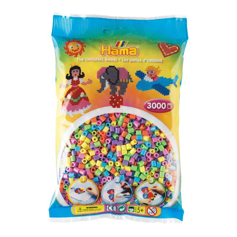 Hama Midi perler i pose, pastel - 3000 stk