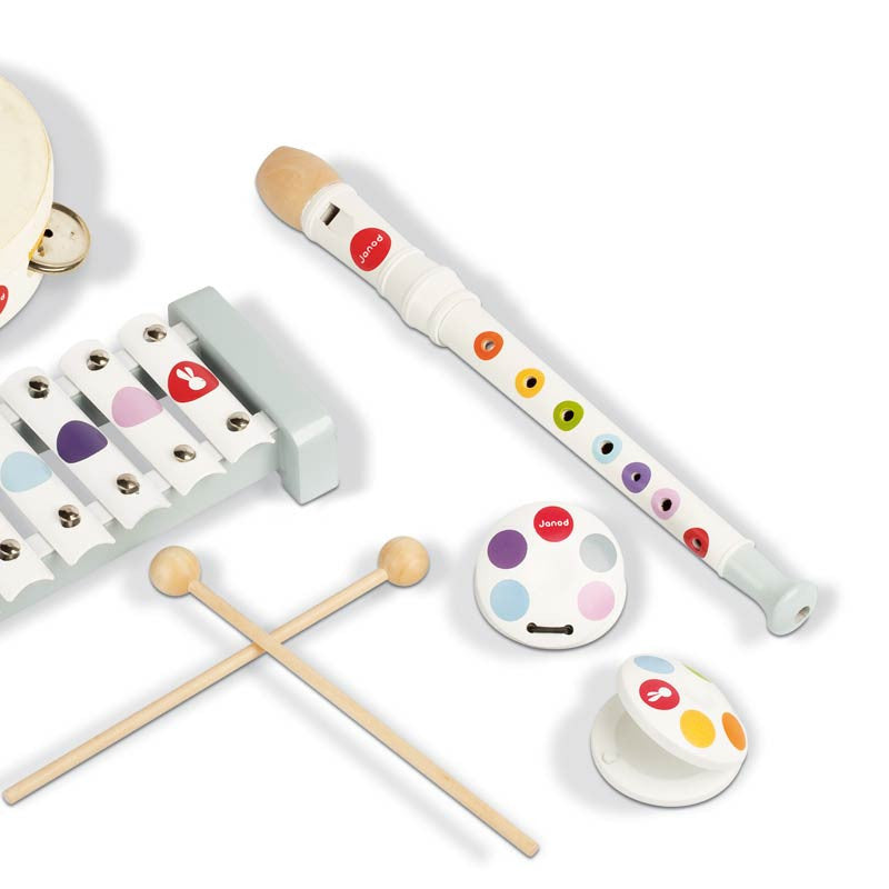 Janod musikinstrumenter, sæt m 5 dele - confetti