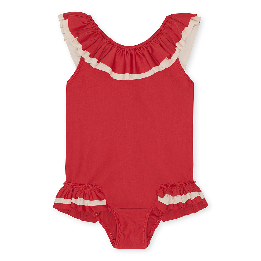 Konges Sløjd UV Swimsuit, Cerise Barbados cherry – Sizes 92–134 cm