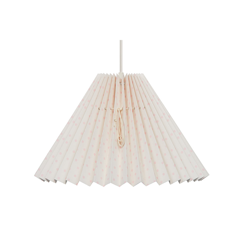 Pink Rose Ceiling Lamp with Folded Paper Shade - 32 cm - Beige with Light Pink Dots