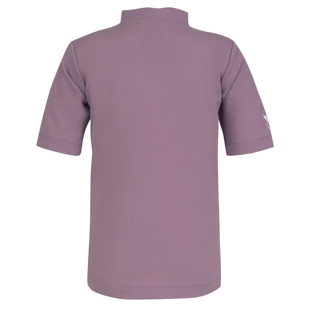 Petit Crabe UV Swim Shirt with Zipper and Short Sleeves, Max, Heather - Ages 1-10