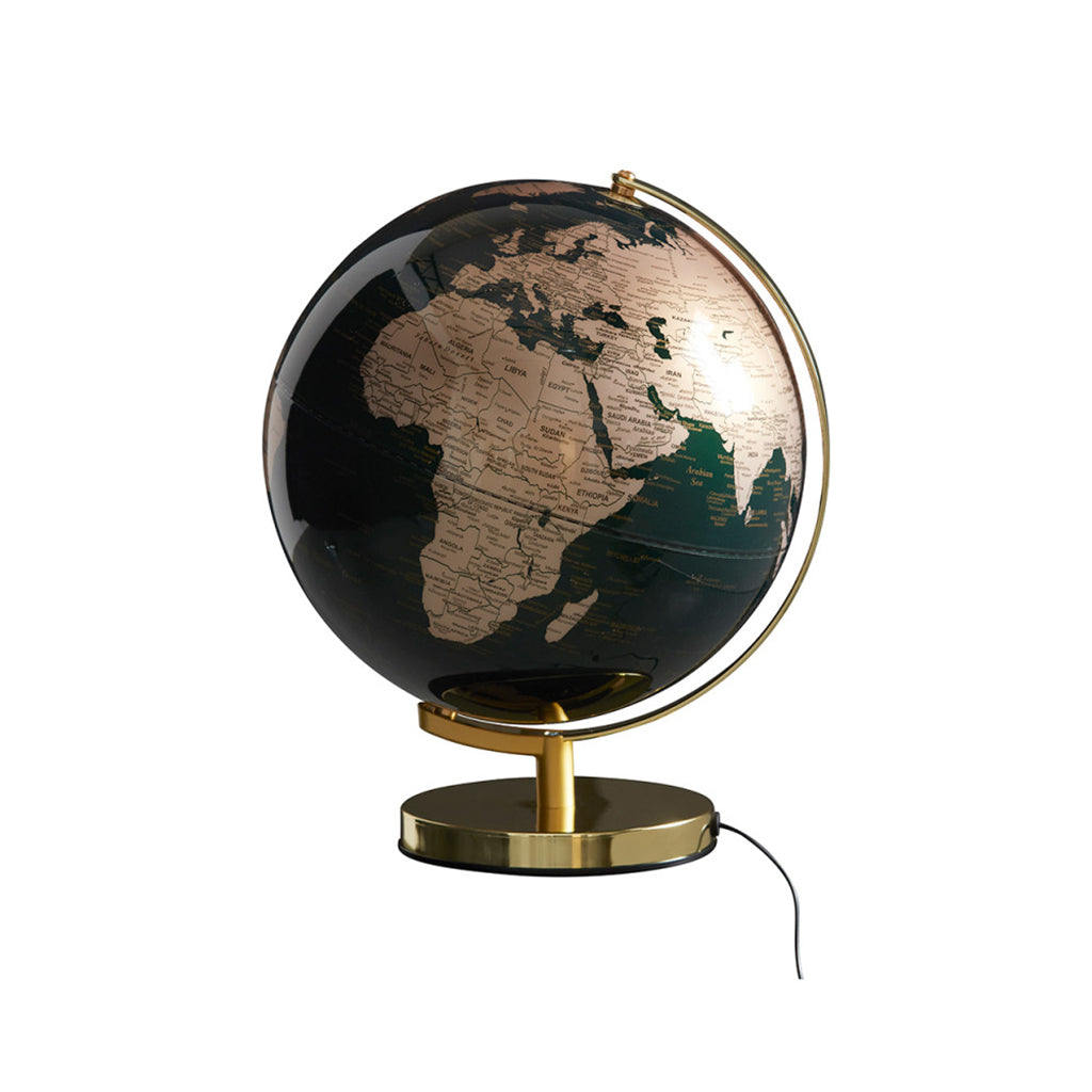 Globuslampe Green & brass, Globus med belysning, grøn