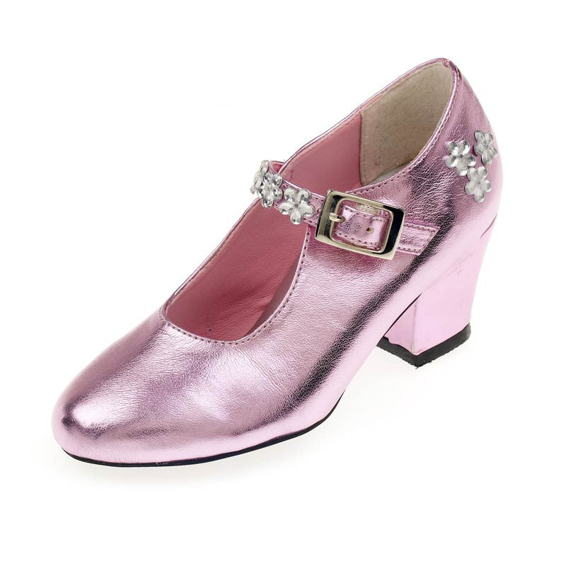 Prinsessesko skinnende guld el pink - str 25-34