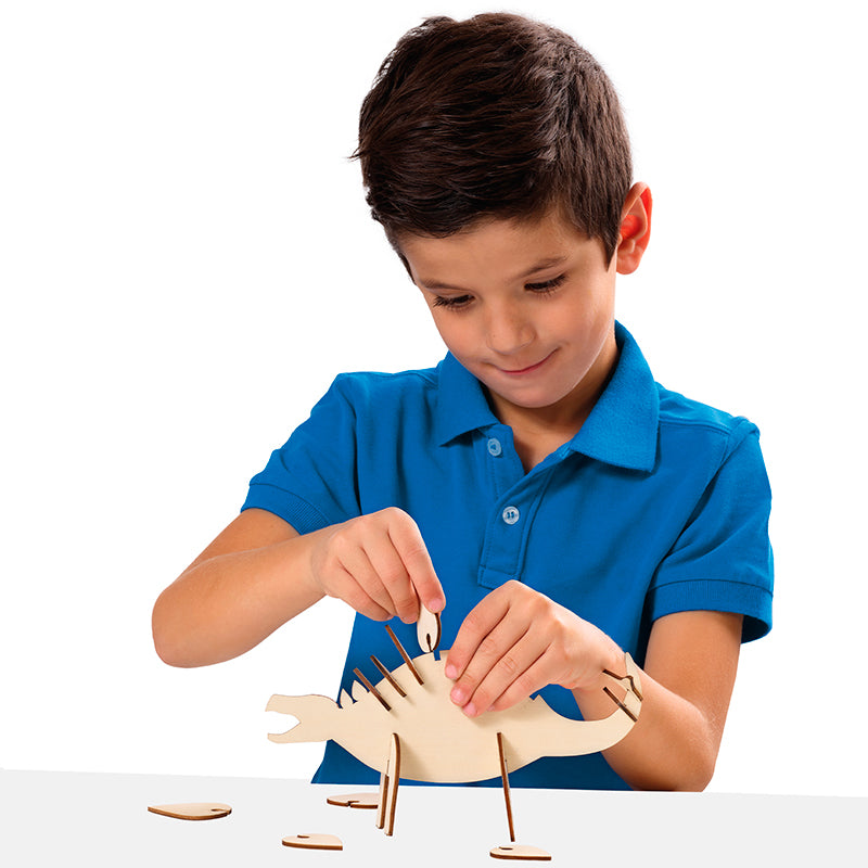 SES Creative, Wooden Construction Set, Glow-in-the-Dark Dinosaur