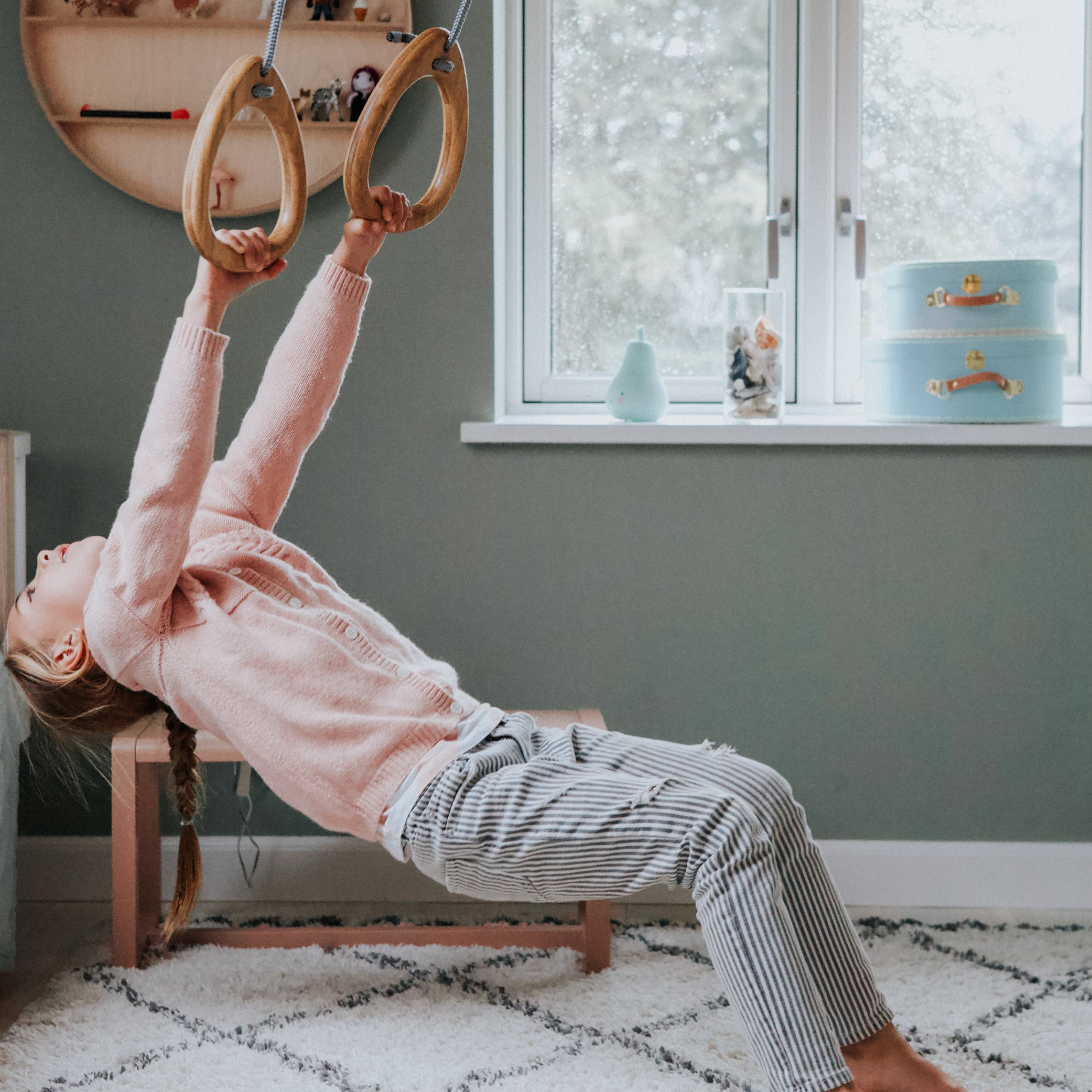 Lillagunga Gymnastic Rings, Oak - Grey
