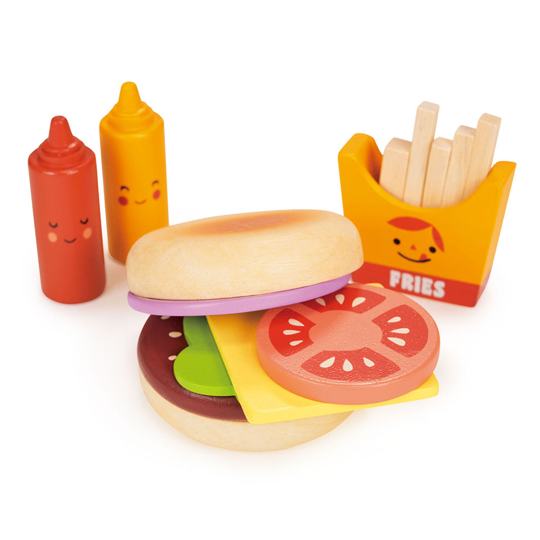 Mentari Wooden Play Food – Large Burger Set