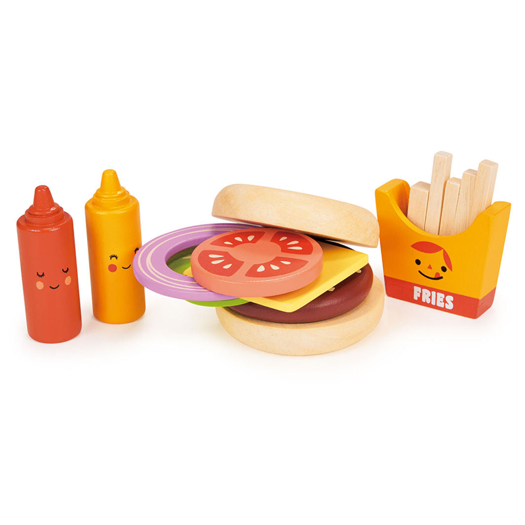 Mentari Wooden Play Food – Large Burger Set