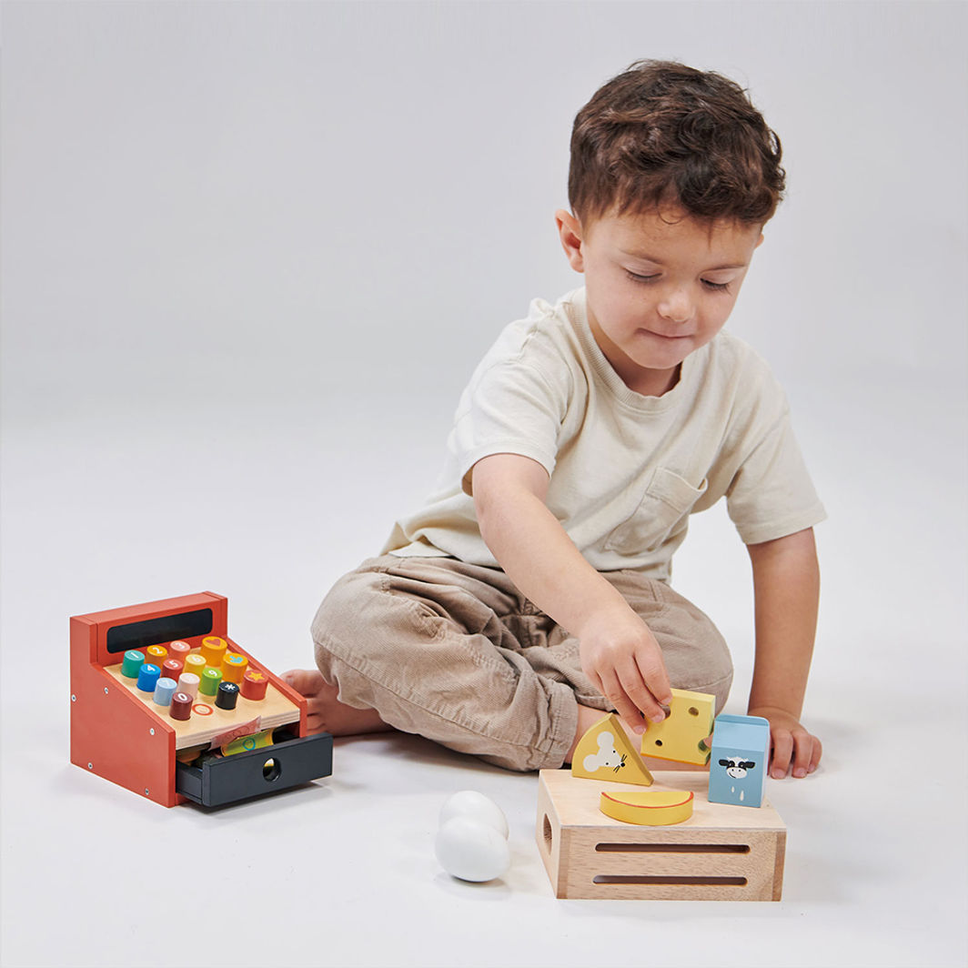 Mentari Wooden Play Food – Box of Dairy Products