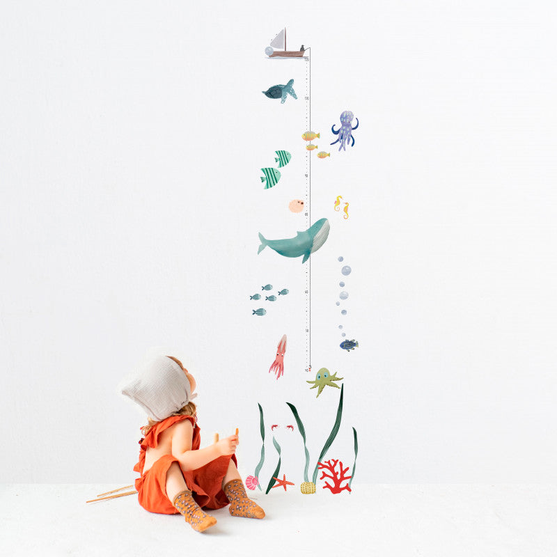 Mimi Lou wallsticker, højdemåler - Ocean