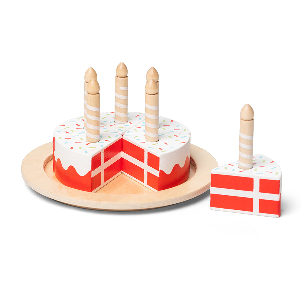 MaMaMeMo Wooden Play Food – Birthday Cake with Candles